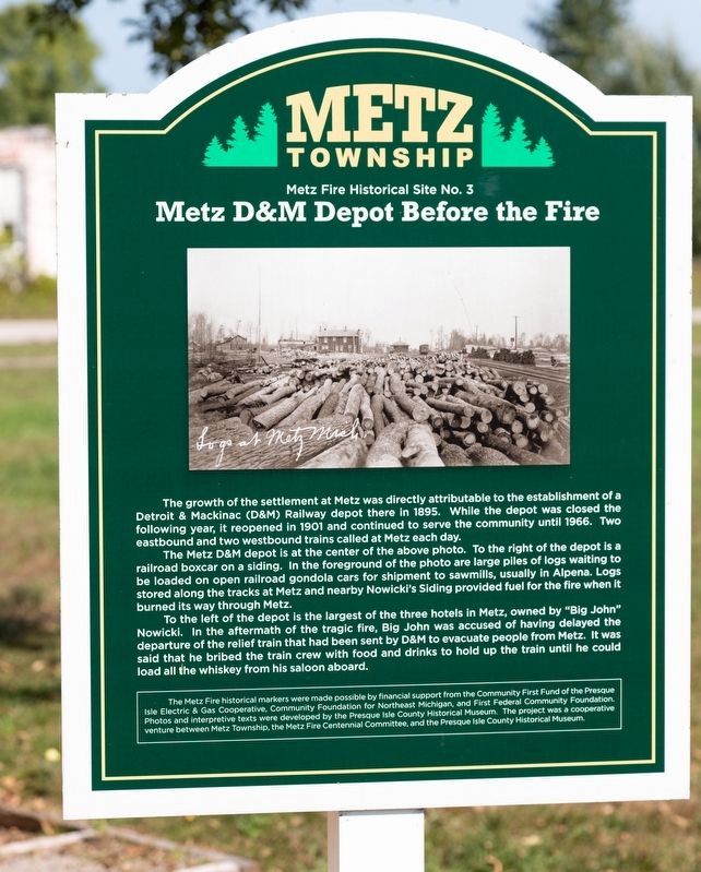 Metz D&M Depot Before the Fire Marker image. Click for full size.