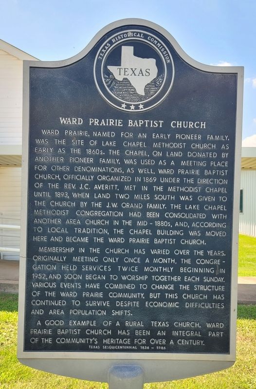 Ward Prairie Baptist Church Marker image. Click for full size.
