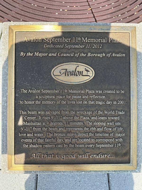 Avalon September 11th Memorial Plaza Marker image. Click for full size.