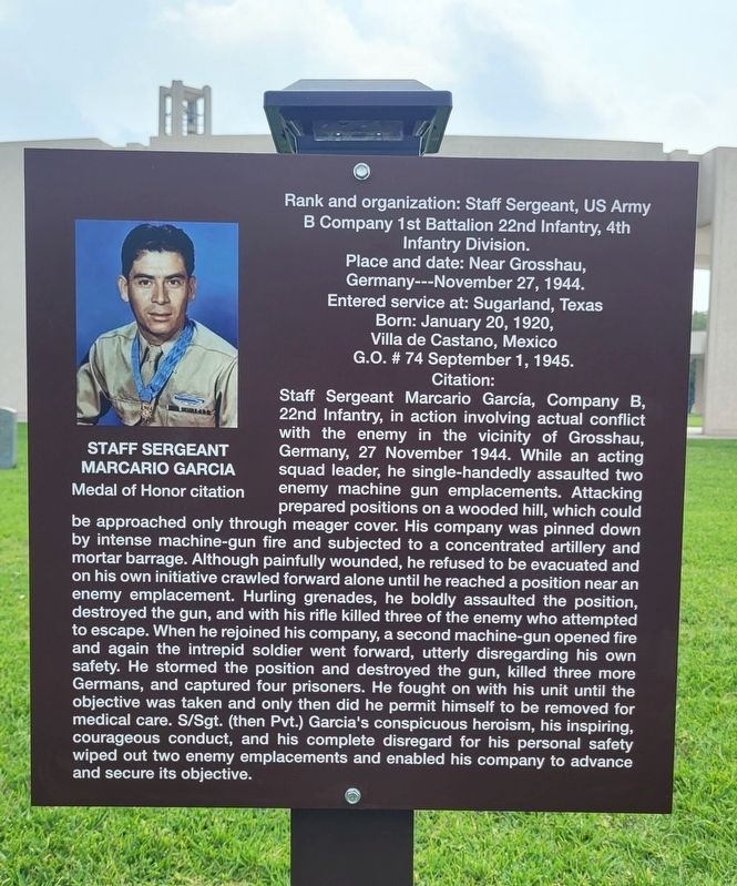 Staff Sergeant Marcario Garcia Marker image. Click for full size.
