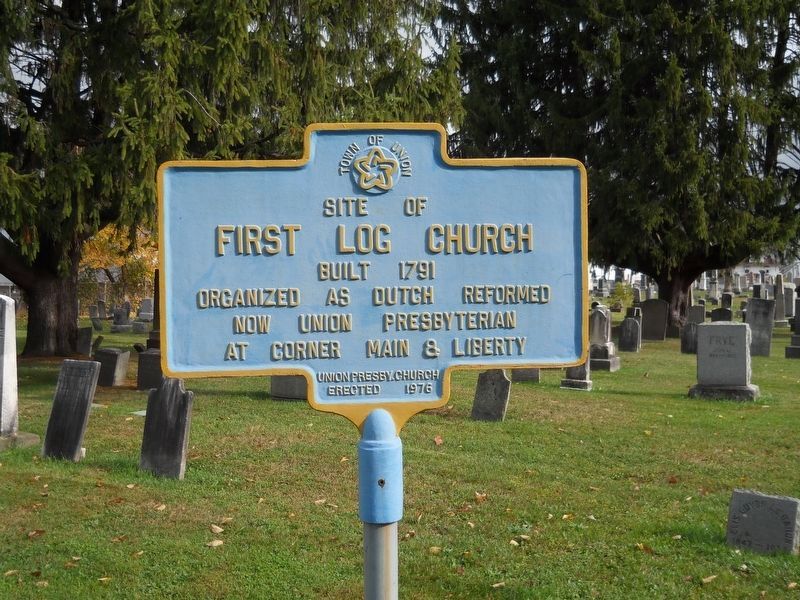 First Log Church Marker image. Click for full size.