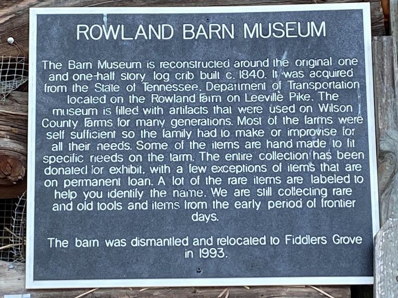 Rowland Barn Museum Marker image. Click for full size.