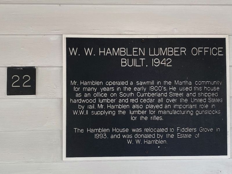 W.W. Hamblen Lumber Office Marker image. Click for full size.