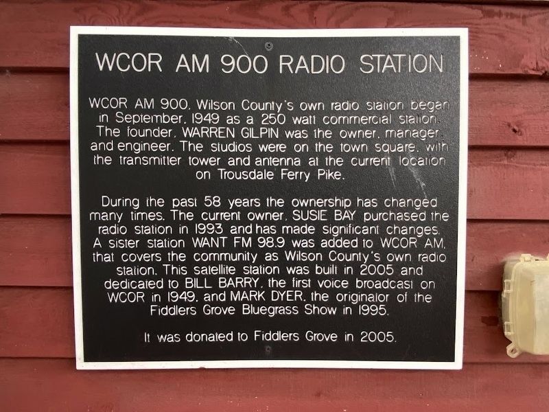 WCOR AM 900 Radio Station Marker image. Click for full size.