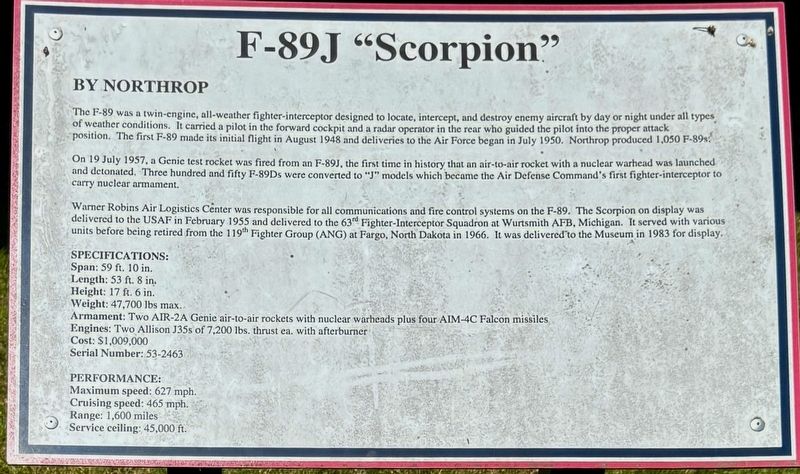 F-89J Scorpion Marker image. Click for full size.