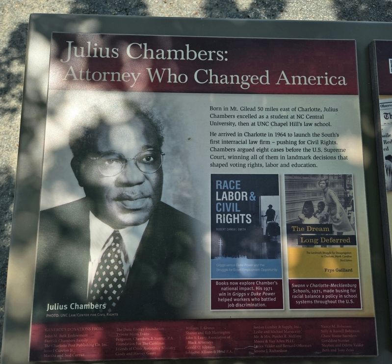 Julius Chambers: Attorney Who Changed America Marker, Side One image. Click for full size.