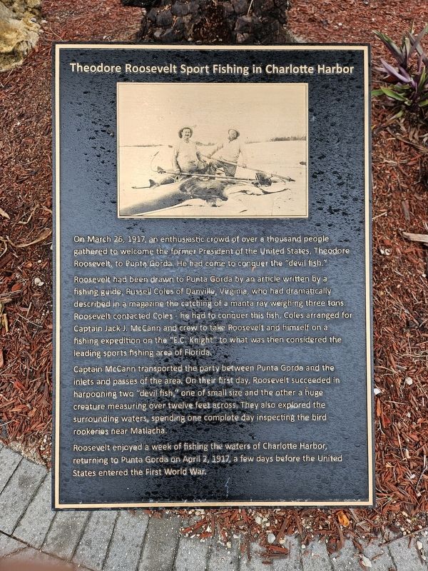Theodore Roosevelt Sprot Fishing in Charlotte Harbor Marker image. Click for full size.