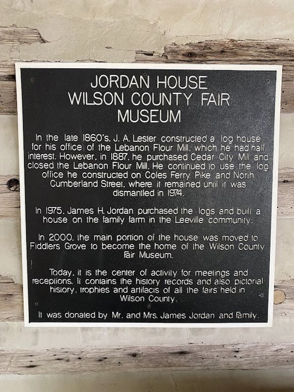 Jordan House Wilson County Fair Museum Marker image. Click for full size.