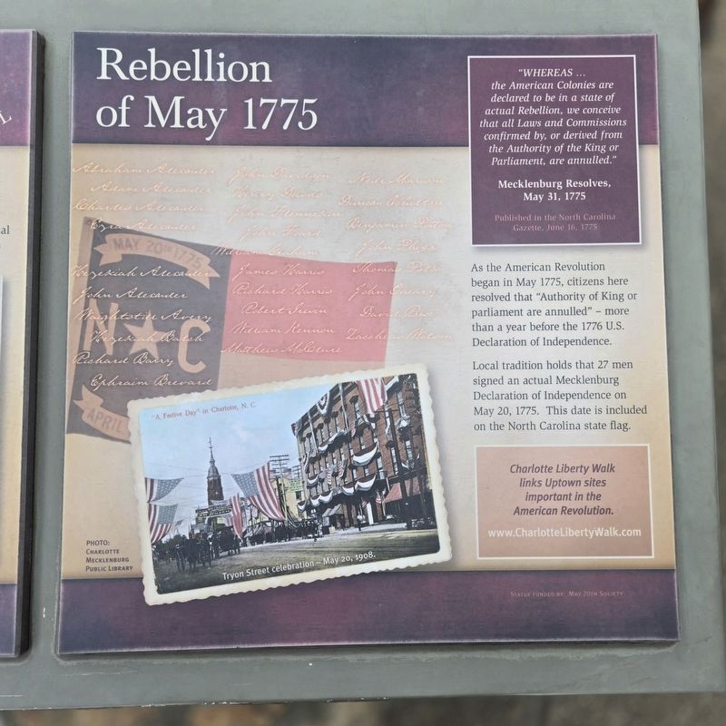 Rebellion of 1775 side of marker image. Click for full size.