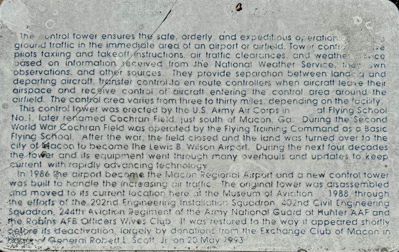 Cochran Field Control Tower Marker image. Click for full size.
