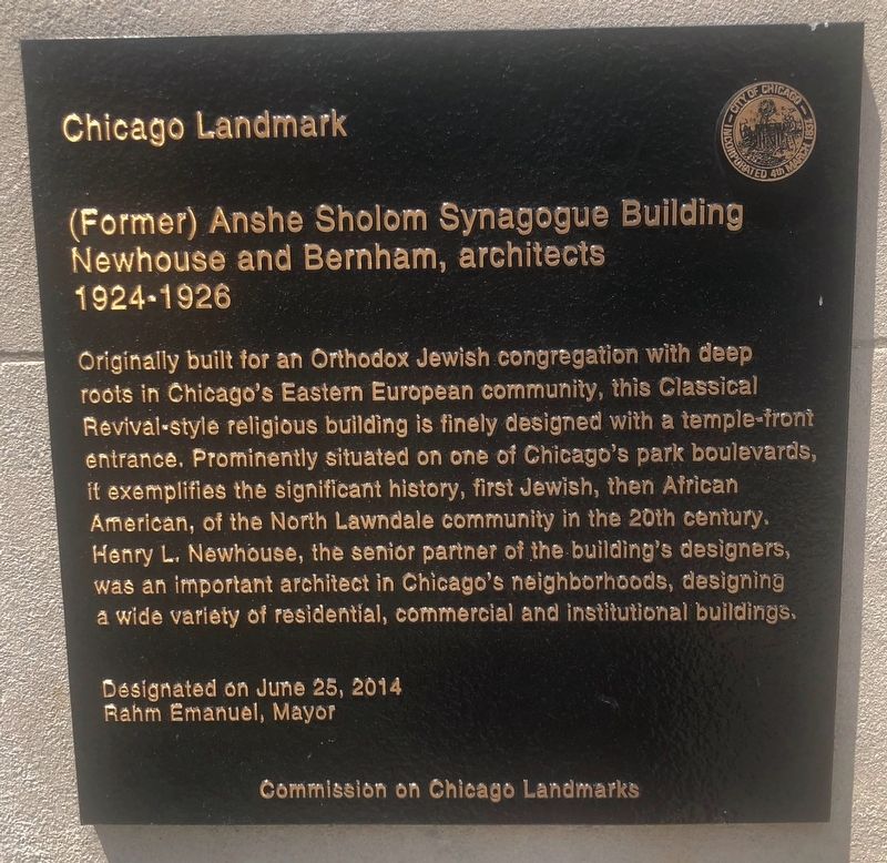 (Former) Anshe Sholom Synagogue Building Marker image. Click for full size.