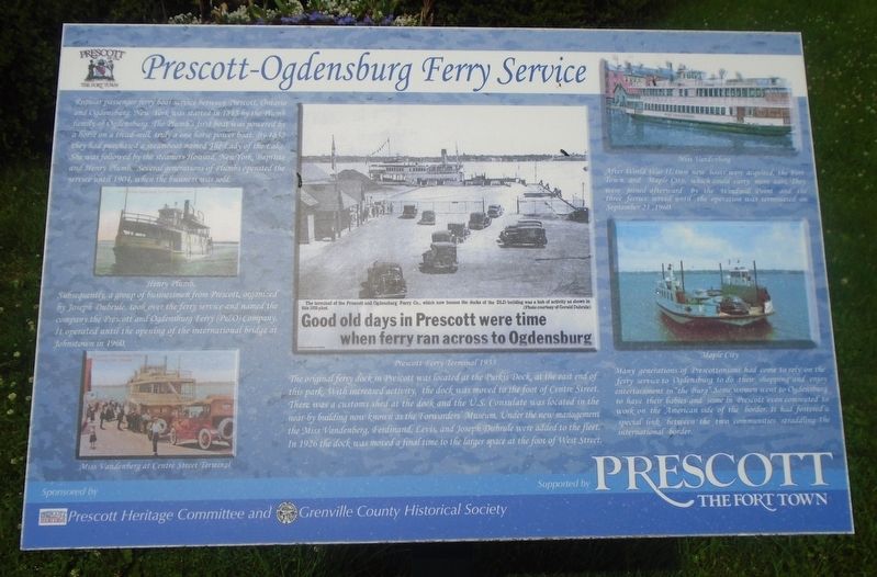 <i>Prescott-Ogdensburg Ferry Service</i> Marker image. Click for full size.