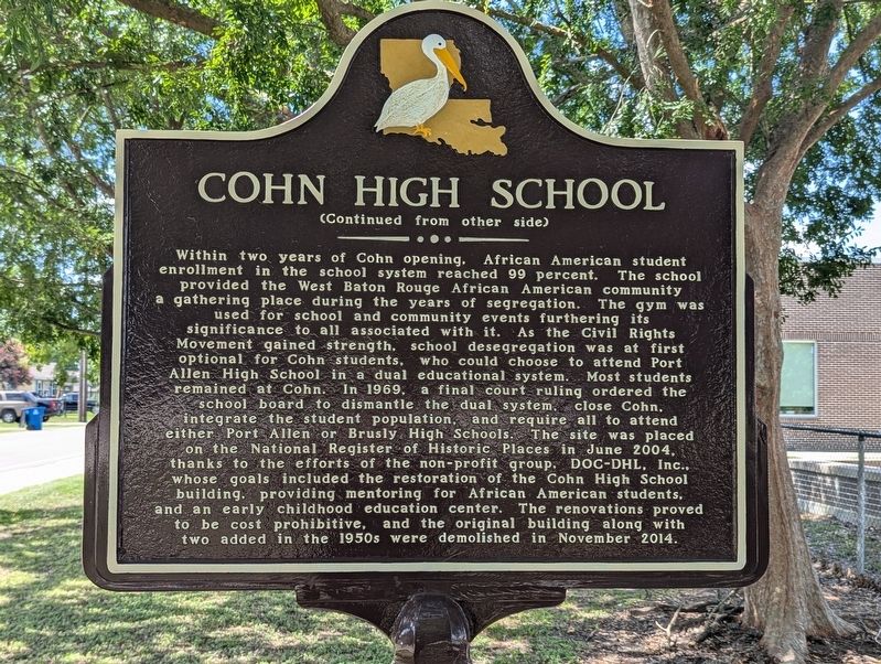 Cohn High School Marker, Side Two image. Click for full size.
