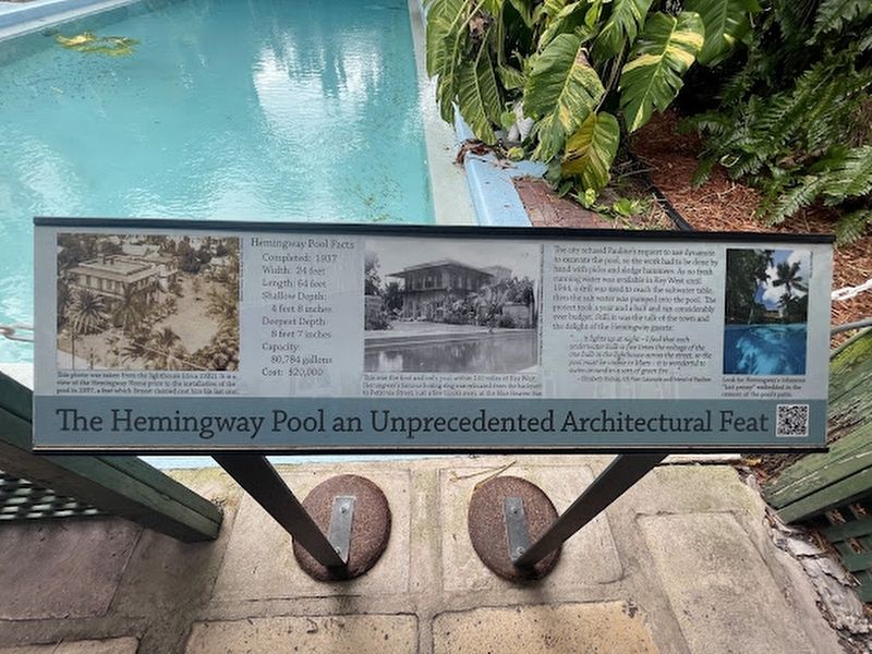 The Hemingway Pool an Unprecedented Architectural Feat Marker image. Click for full size.