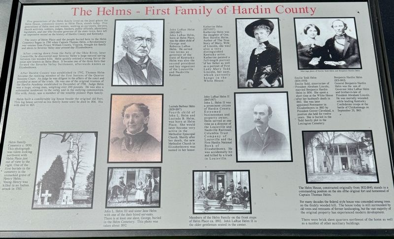 The Helms - First Family of Hardin County Marker image. Click for full size.