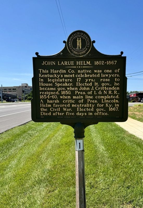 John LaRue Helm historical marker image. Click for full size.