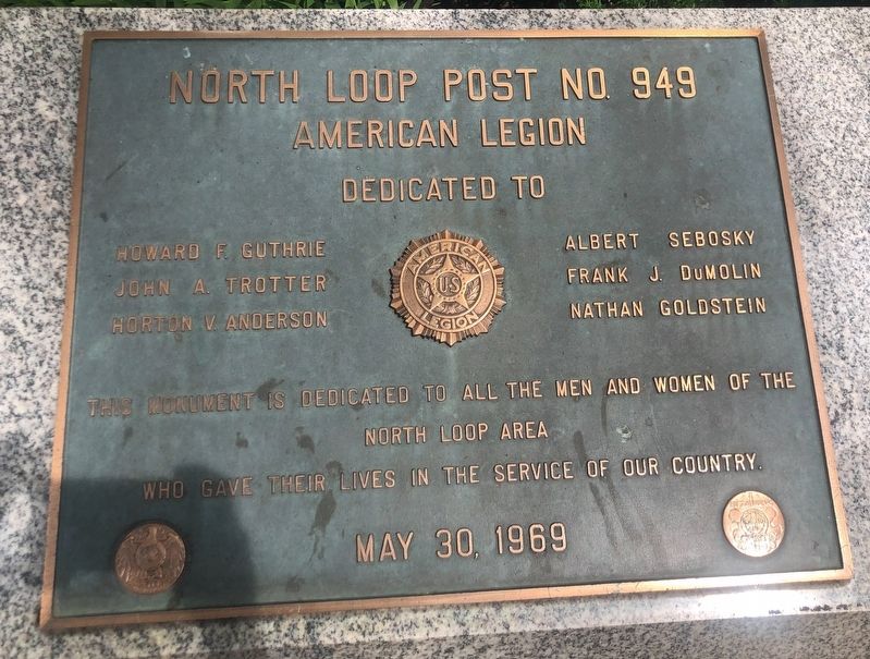 North Loop Post No. 949 War Memorial Marker image. Click for full size.