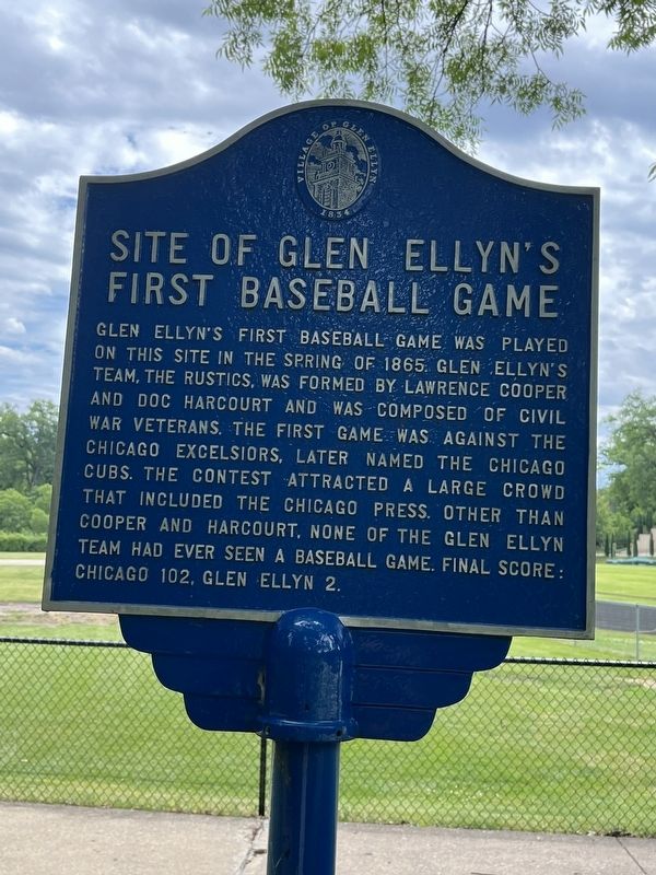 Site of Glen Ellyn's First Baseball Game Marker image. Click for full size.