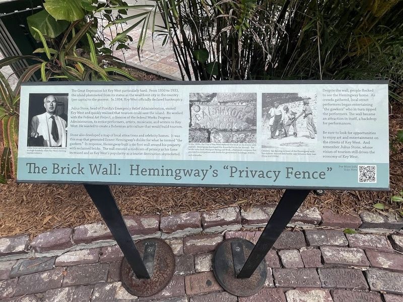 The Brick Wall: Hemingway's "Privacy Fence" Marker image. Click for full size.