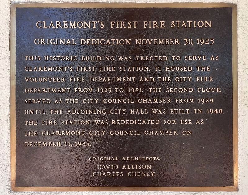 Claremonts First Fire Station Marker image. Click for full size.