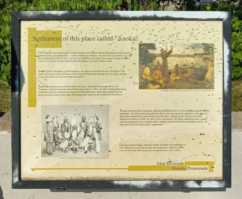 Settlement of this place called "Anoka" Marker image. Click for full size.