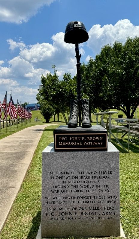 PFC. John E. Brown Memorial Pathway Marker image. Click for full size.