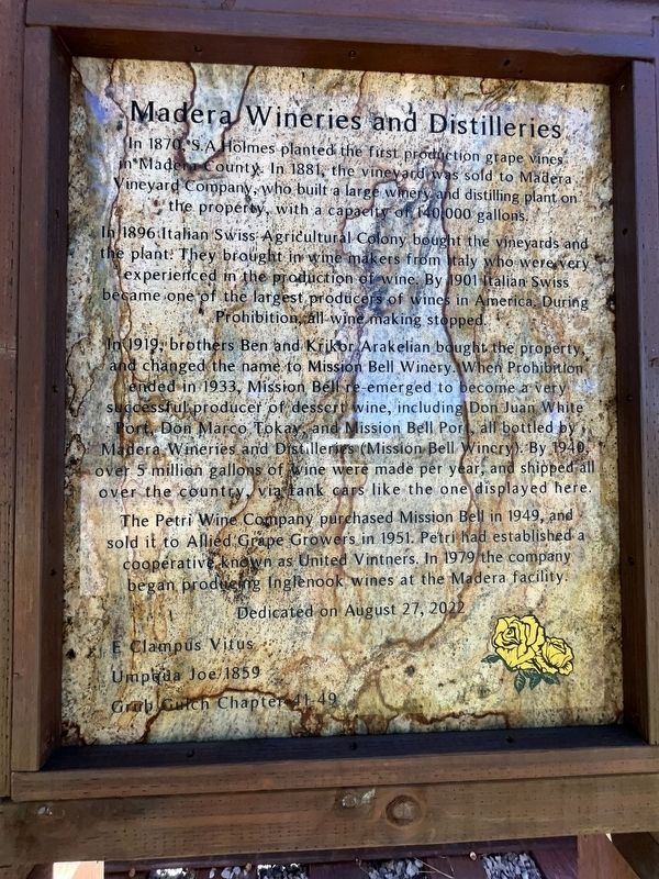 Madera Wineries and Distilleries Marker image. Click for full size.