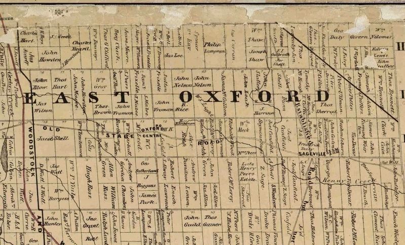 The Old Stage Road Marked on a map of Oxford County, 1859 image. Click for full size.