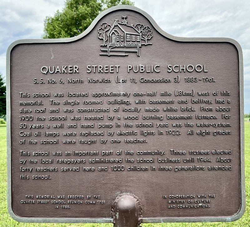 Quaker Street Public School Marker image. Click for full size.