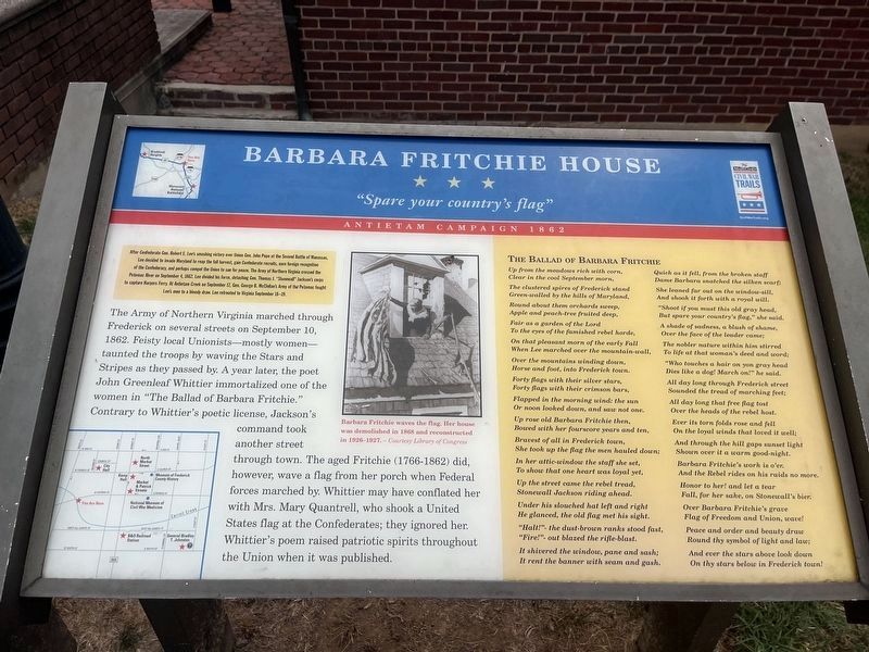 Barbara Fritchie House Marker image. Click for full size.