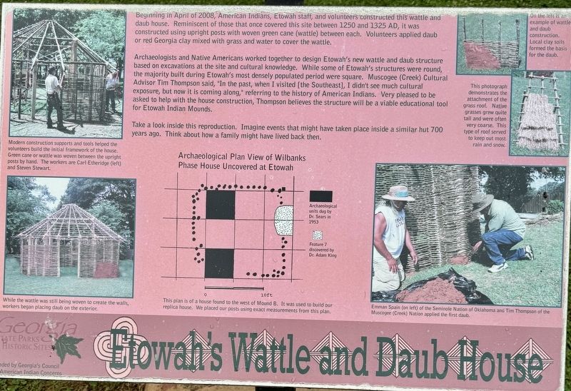 Etowahs Wattle and Daub House Marker image. Click for full size.