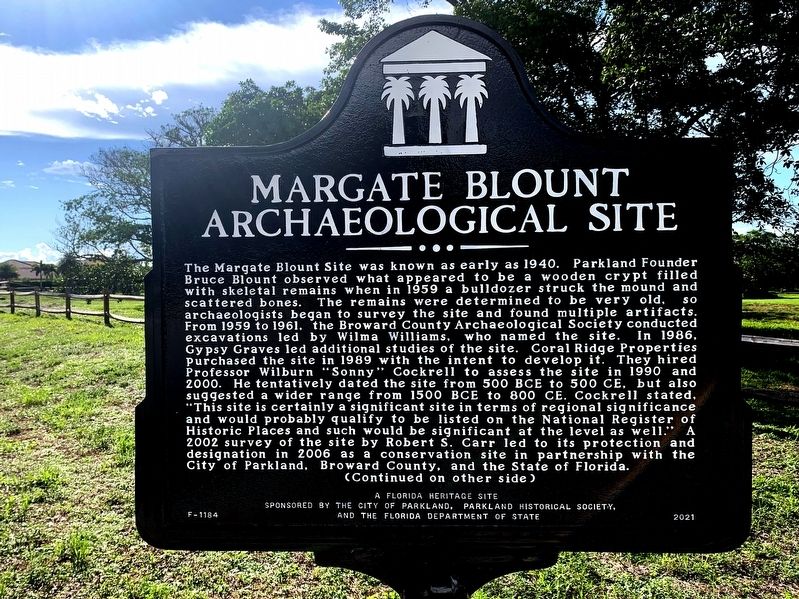 Margate Blount Archaeological Site Marker image. Click for full size.
