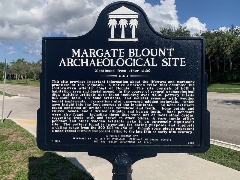 Margate Blount Archaeological Site Marker Side 2 image. Click for full size.