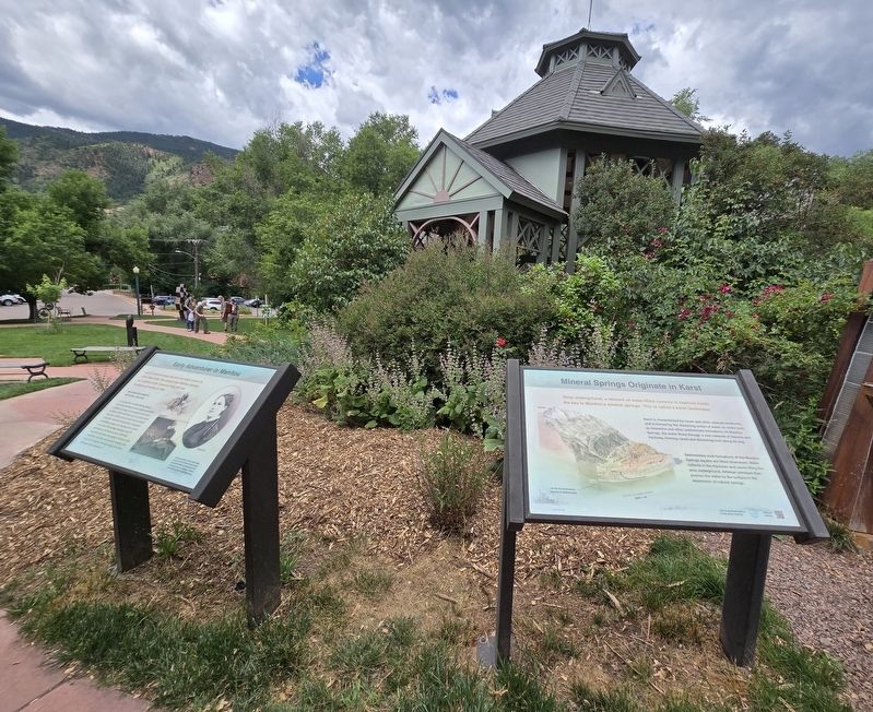 An Early Adventurer in Manitou Marker facing the gazebo at Seven Minute Spring Park. Click for full size. An Early Adventurer in Manitou Marker facing the gazebo at Seven Minute Spring Park image. Click for full size.