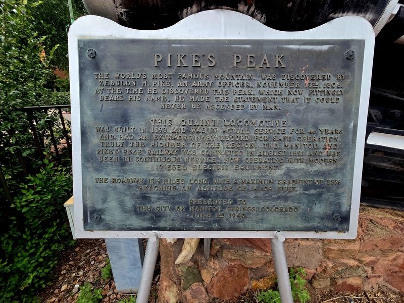 Pike's Peak Marker. Click for full size. Pike's Peak Marker image. Click for full size.