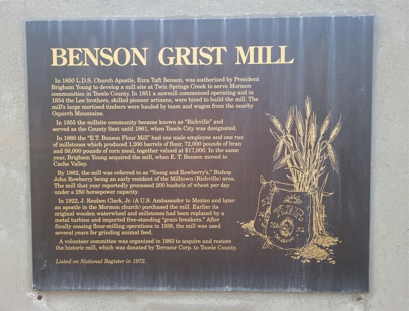 Benson Grist Mill Marker. Click for full size. Benson Grist Mill Marker image. Click for full size.