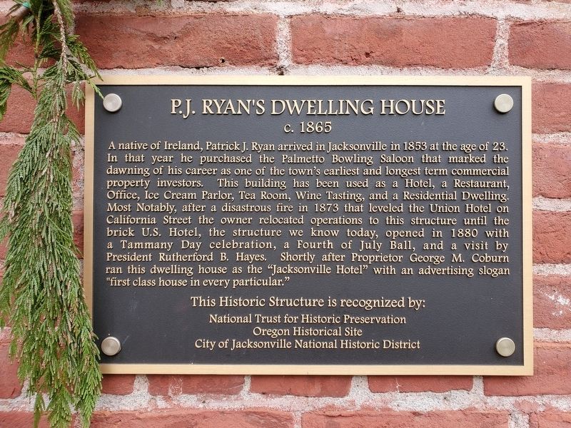 P.J. Ryan's Dwelling House Marker. Click for full size. P.J. Ryan's Dwelling House Marker image. Click for full size.