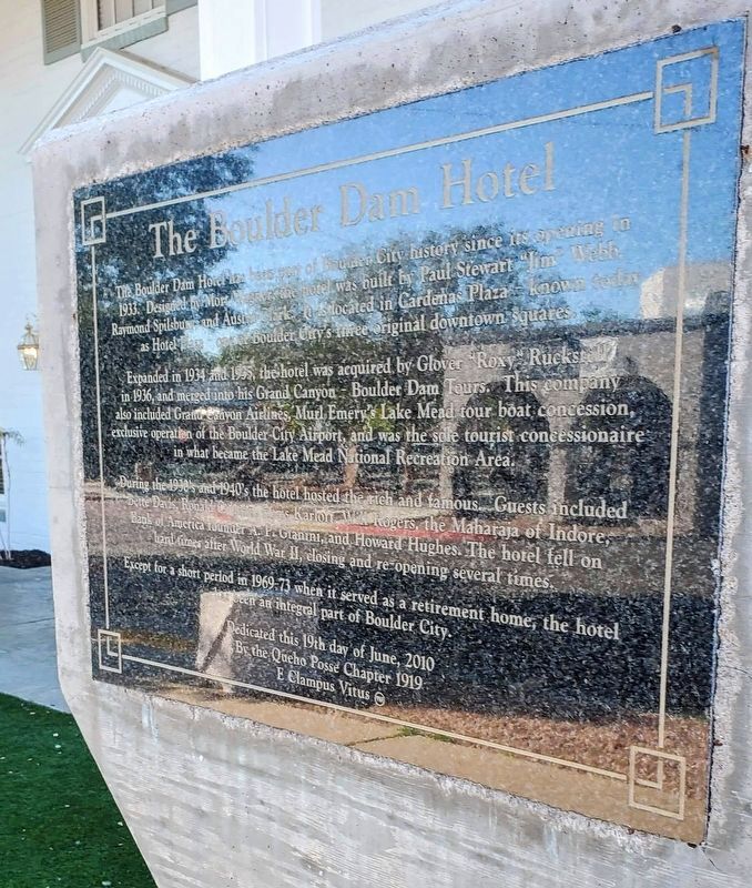 The Boulder Dam Hotel Marker. Click for full size. The Boulder Dam Hotel Marker image. Click for full size.