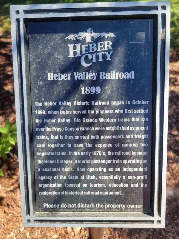 Heber Valley Railroad Marker. Click for full size. Heber Valley Railroad Marker image. Click for full size.