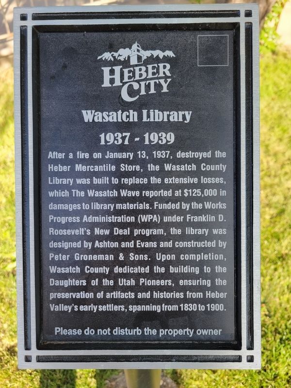 Wasatch Library Marker. Click for full size. Wasatch Library Marker image. Click for full size.