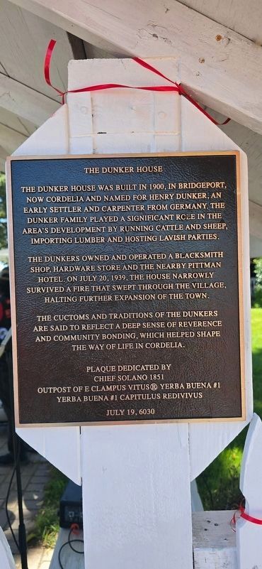 The Dunker House Marker. Click for full size. The Dunker House Marker image. Click for full size.
