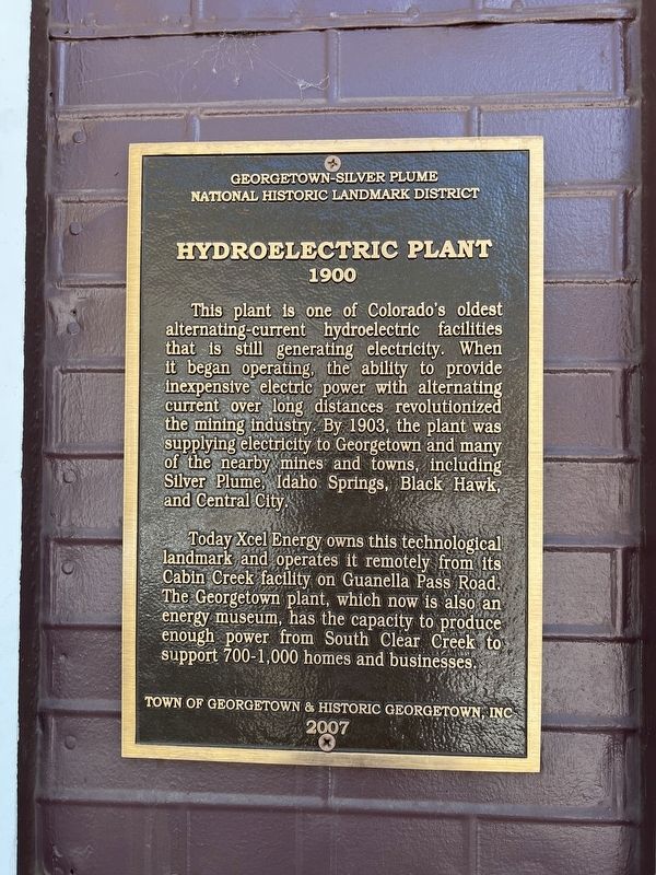 Hydroelectric Plant 1900 Marker. Click for full size. Hydroelectric Plant 1900 Marker image. Click for full size.