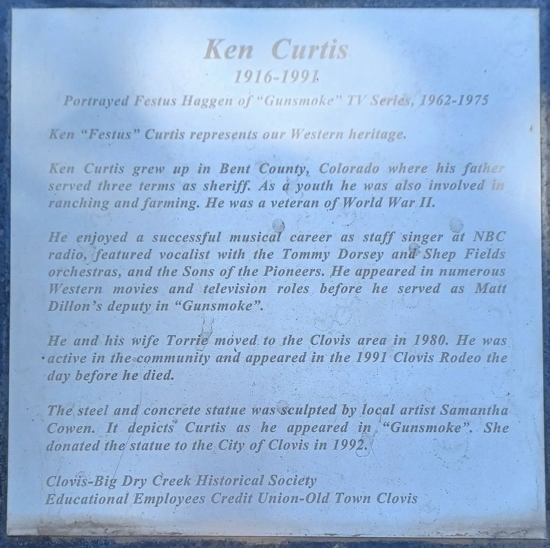 Ken Curtis Marker. Click for full size. Ken Curtis Marker image. Click for full size.