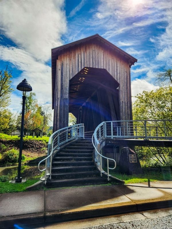 Chambers Covered Railroad Bridge Marker. Click for full size. Chambers Covered Railroad Bridge Marker image. Click for full size.