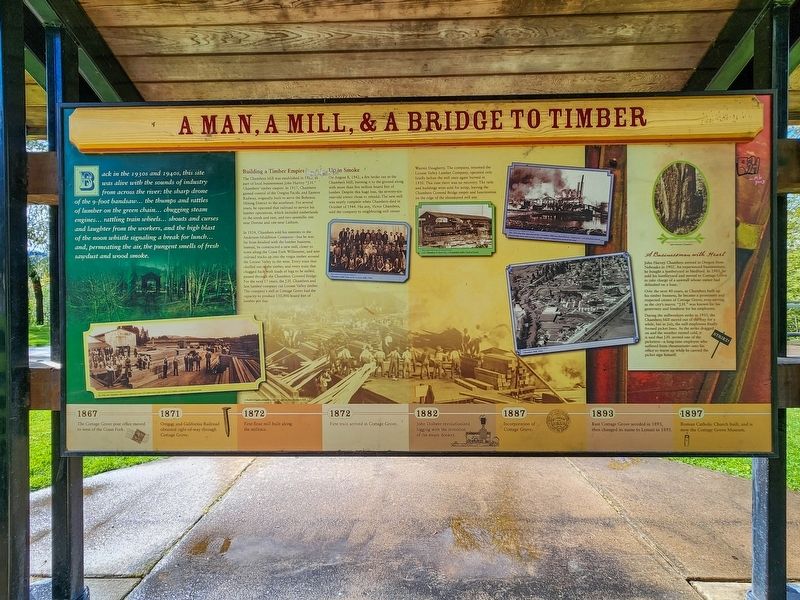 A Man, a Mill, & a Bridge to Timber Marker. Click for full size. A Man, a Mill, & a Bridge to Timber Marker image. Click for full size.