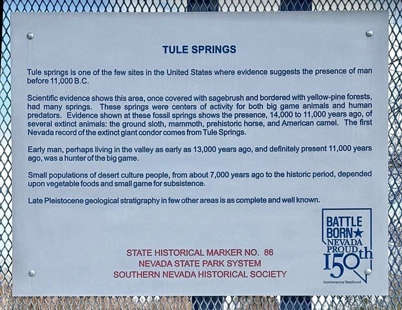 Tule Springs Marker. Click for full size. Tule Springs Marker image. Click for full size.